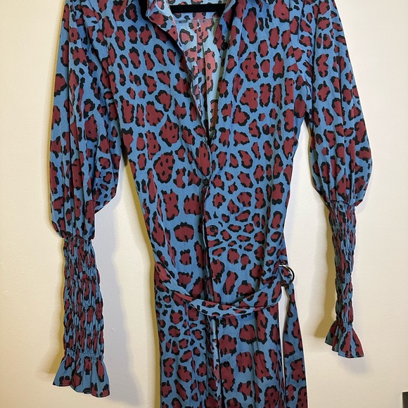 Cheetah print long sleeve button down dress - Picture 4 of 7